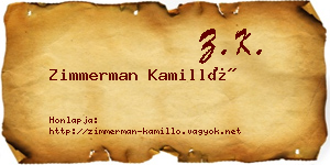 Zimmerman Kamilló névjegykártya